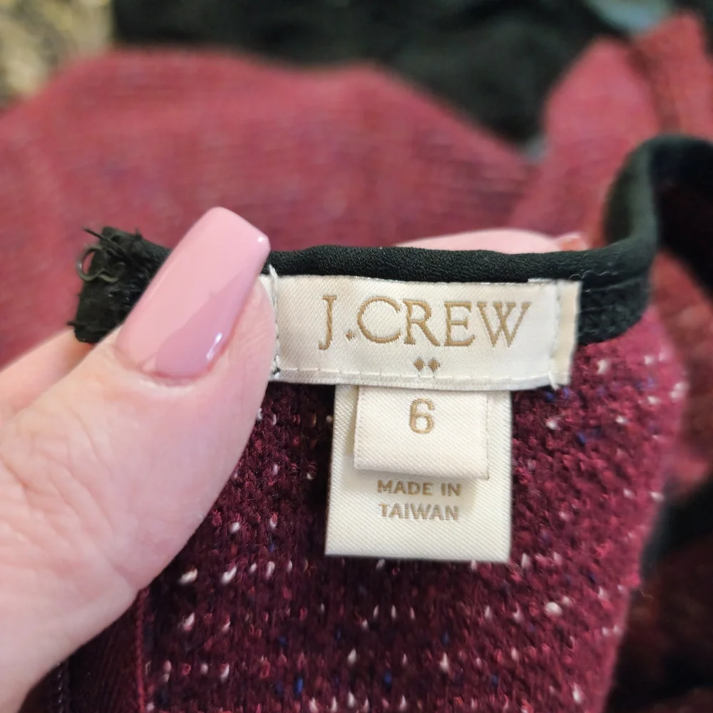 J Crew Burgundy Maroon sleeveless tweed dress Fit and Flair Women's size 6